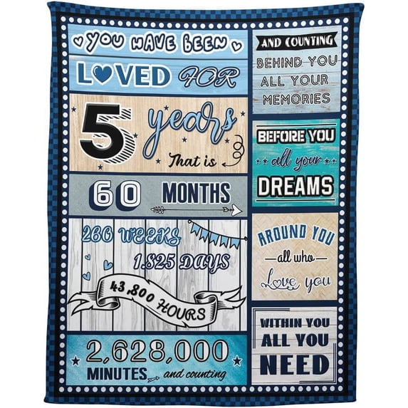 4 Year Old Boy Birthday Gift, Super Soft and Warm Happy Birthday Blanket, Digital Heartwarming Sentences Creative Design Ideal Gifts for 4th, 50"x60"