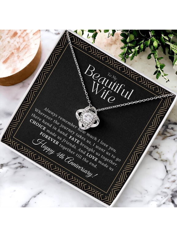 4 Year Wedding Anniversary Ideas 4Th Wedding Anniversary F, A Meaningful Necklace For Your Loving Wife, Perfect For Anniversaries, Birthdays, Valentine, White Love Knot Necklace