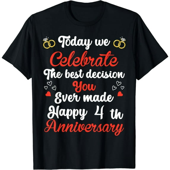4 Years Anniversary Marriage Couples 4th Year of Marriage T-Shirt
