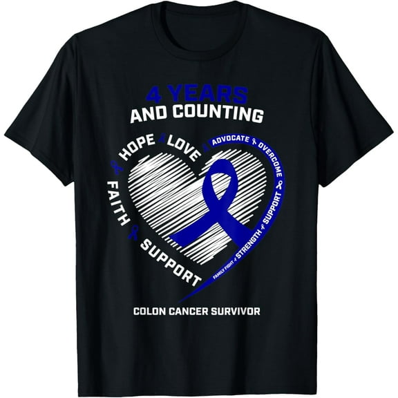 4 Years Cancer Free Colon Cancer Survivor Gifts Women Men T-Shirt