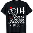 thumbnail image 1 of 4 Years Down Forever to Go - 4th Year Anniversary Couple T-ShirtMen's and women's gift, black and white T-shirt, size: Extra large S-4XL, 1 of 4