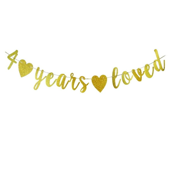 4 Years Loved banner Happy 4th Birthday Party Sign,4Th Anniversary/Birthday Party Decorations Supplies