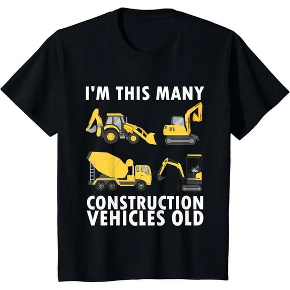 4 Years Old Boy Construction Trucks 4Th Birthday Party Gift T-Shirt Unisex S-5XL Hot Trending Shirt, Vintage Birthday Gift