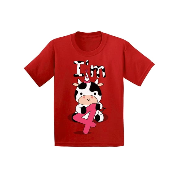 4 Years Old Kids Outfit Cow Four 2T Shirts 3T Clothes 4 Years Old Baby Boy Outfit Cute Cow I'm Four 4-5T Tshirt Toddler Shirts for 4 Years Old Baby Girl
