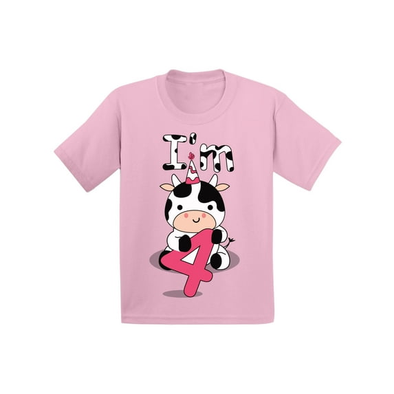 4 Years Old Kids Outfit Cow Four 2T Shirts 3T Clothes 4 Years Old Baby Boy Outfit Cute Cow I'm Four 4-5T Tshirt Toddler Shirts for 4 Years Old Baby Girl