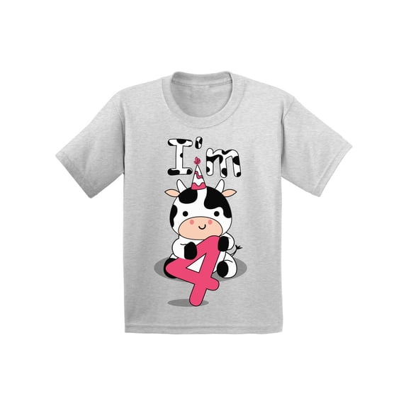 4 Years Old Kids Outfit Cow Four 2T Shirts 3T Clothes 4 Years Old Baby Boy Outfit Cute Cow I'm Four 4-5T Tshirt Toddler Shirts for 4 Years Old Baby Girl