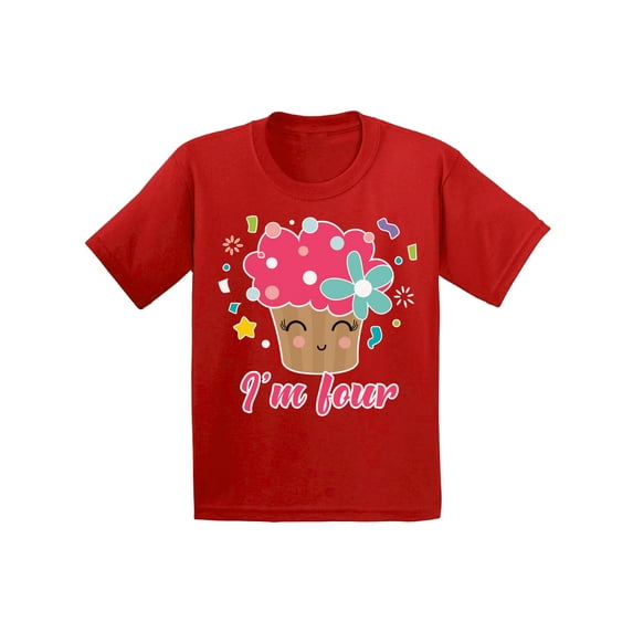 4 Years Old Kids Outfit Cupcake Four 2T Shirts 3T Clothes 4 Years Old Baby Boy Outfit Cute Cupcake I'm Four 4-5T Tshirt Toddler Shirts for 4 Years Old Baby Girl