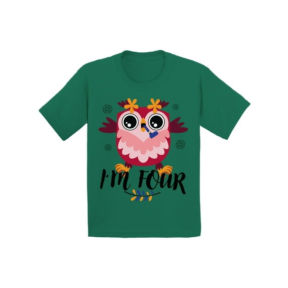 4 Years Old Kids Outfit Owl Four 2T Shirts 3T Clothes 4 Years Old Baby Boy Outfit Cute Owl I'm Four 4-5T Tshirt Toddler Shirts for 4 Years Old Baby Girl