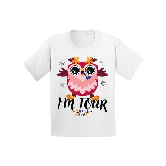 4 Years Old Kids Outfit Owl Four 2T Shirts 3T Clothes 4 Years Old Baby Boy Outfit Cute Owl I'm Four 4-5T Tshirt Toddler Shirts for 4 Years Old Baby Girl