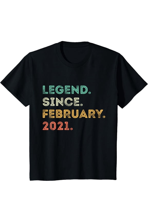 4 Years Old Legend Since February 2021 4Th Birthday T-Shirt
