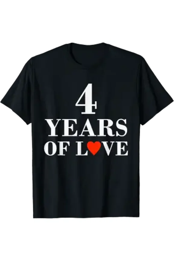 4 Years of Love Classic 4th Marriage Anniversary Couple T-Shirt, Unisex T-Shirt