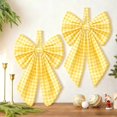 thumbnail image 1 of Under 4$! Yellow Gingham Christmas Tree Topper Bow, 9.8 x 7.1 Inch Large Plaid Christmas Bow with Hanging Loop, Wreath Bow for Tree Door and Holiday Party Decor, 1 of 4