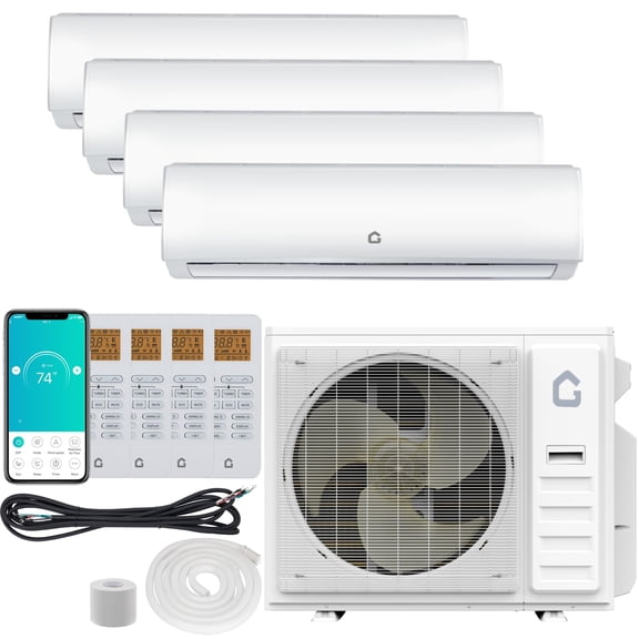4-Zone 35000 BTU Mini Split AC Heater, High Efficiency WiFi Control Air Unit for Large Space Use