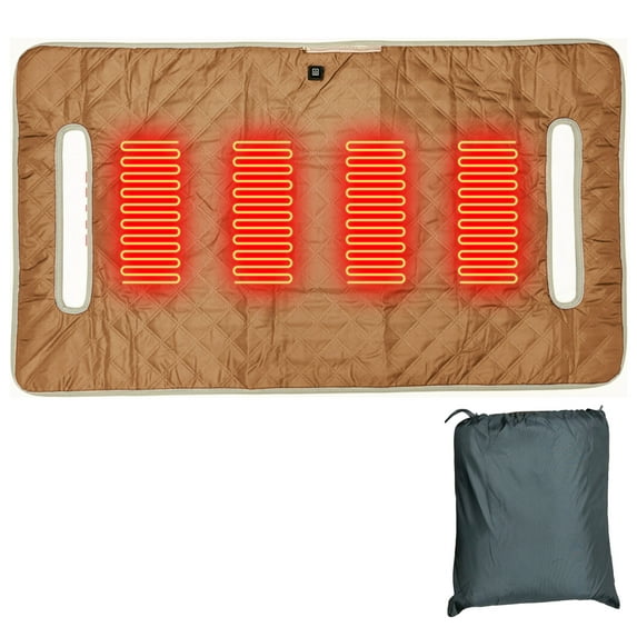 4-Zone Heated Seat Cushion for Golf Cart, Portable Towel Blanket with 3 Modes, 52x32inch Seat Cushion Long Heating Time, USB Power Supply (Coffee)