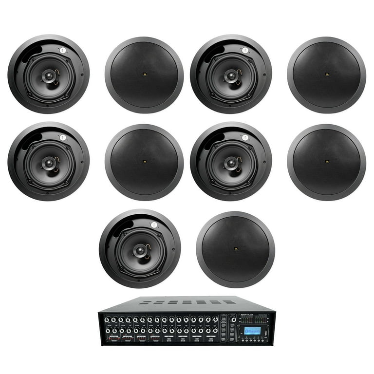 4-Zone Matrix Multi Room 70v Audio System w/ (10) JBL Black