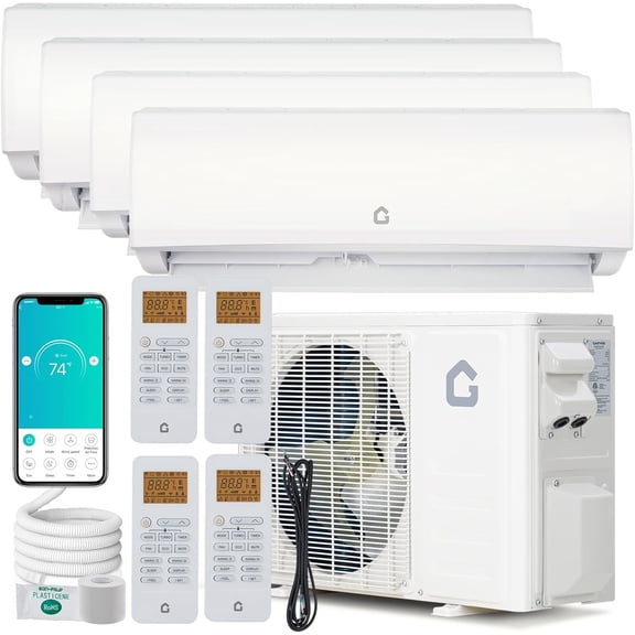 4-Zone Mini Split AC/Heating System – 35,000 BTU (9K + 9K + 9K + 18K), 19 SEER2 Dual Zone Ductless Wall-Mounted Air Conditioner with Pre-Charged Condenser, Copper Line Set Not Included