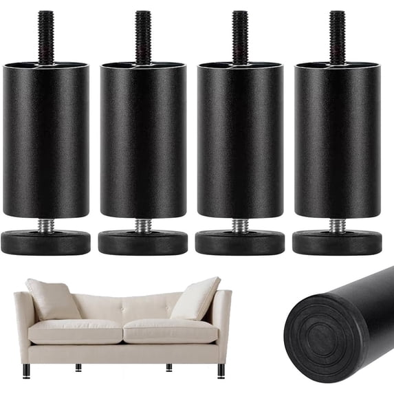 Sugagale 4-Pack Adjustable Bed Legs, M8 x 35mm Metric Thread, Aluminum Alloy Metal Furniture Legs, Replacement Legs for Sofa & Table