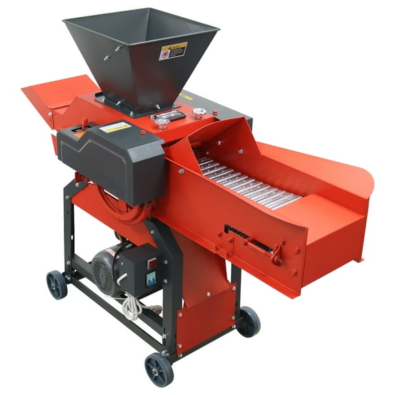 4-blade Hay Cutter Grass Chaff Pulverizer Forage Crop Crusher Dry-Wet Straw Breaker with Conveyor 220V 400-800kg/h