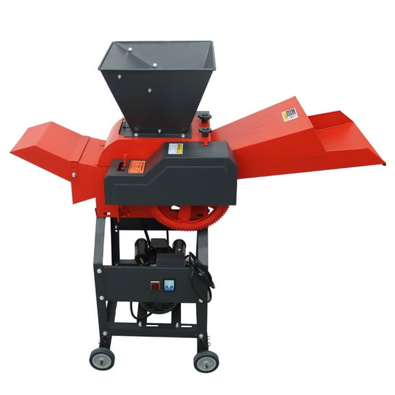 4-blade Hay Cutter Pulverizer Straw Shredder Grass Grinder Chaffcutter with Feed Hopper 220V 400-800kg/h