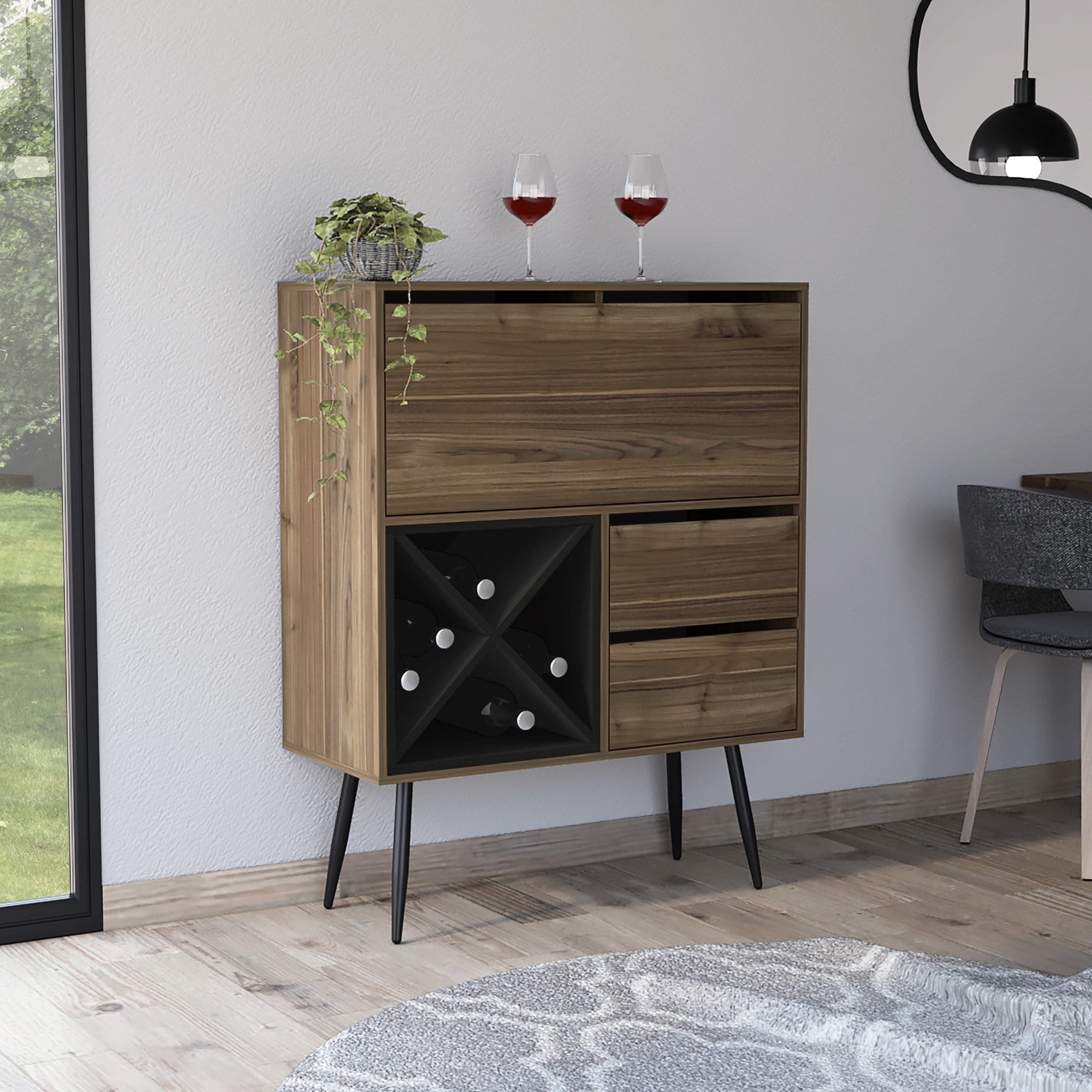 4 - bottle storage capacity | Perfect for home bar and personal item ...