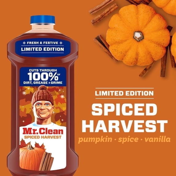 4 bottles Mr. Clean All Purpose Cleaner, Floor Cleaner, Mop Soap, Cleaning Liquid, Spiced Harvest, Pumpkin, 41 fl oz
