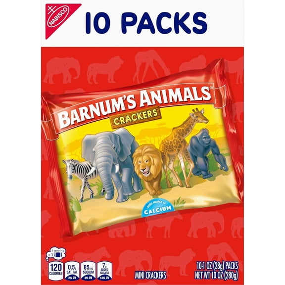 4 box BARNUM'S Original Animal Crackers, Kids Snacks, 10 Snack Packs