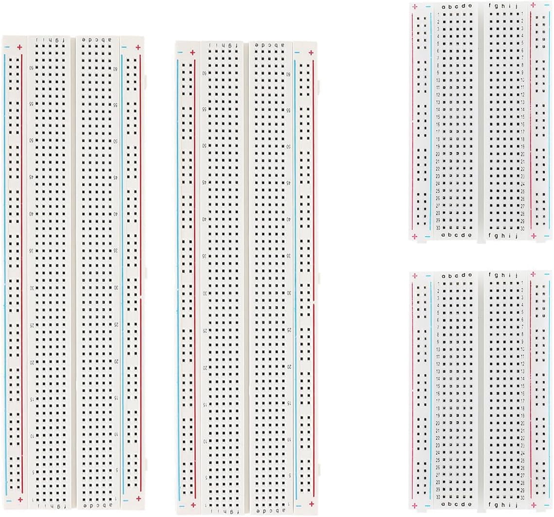 4 breadboard kits including 2830 points and 2400 points breadboards, no solder point breadboards suitable for breadboard electronic components circuit project prototype boards.
