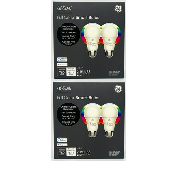 (4 bulbs) GE CYNC Smart LED Light Bulbs, Color Changing, Bluetooth Enabled, Christmas Lights and Holiday Dcor, Works with Alexa and Google