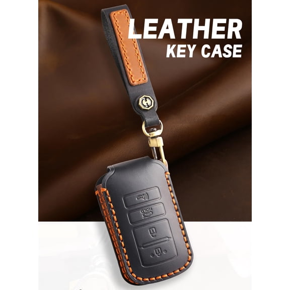 4-button Key Fob Case Handmade Leather Key Cover Fit for Kia Cadenza 2014-2019 Car Key Holder for Kia K7 K9 2015-2018,with Customized Keychain Engraving Letters Numbers