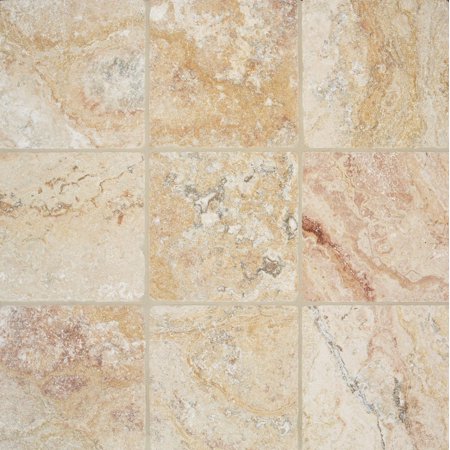 4 by 4-Inch Tumbled Travertine Tile, Scabos, 5-Total Square Feet