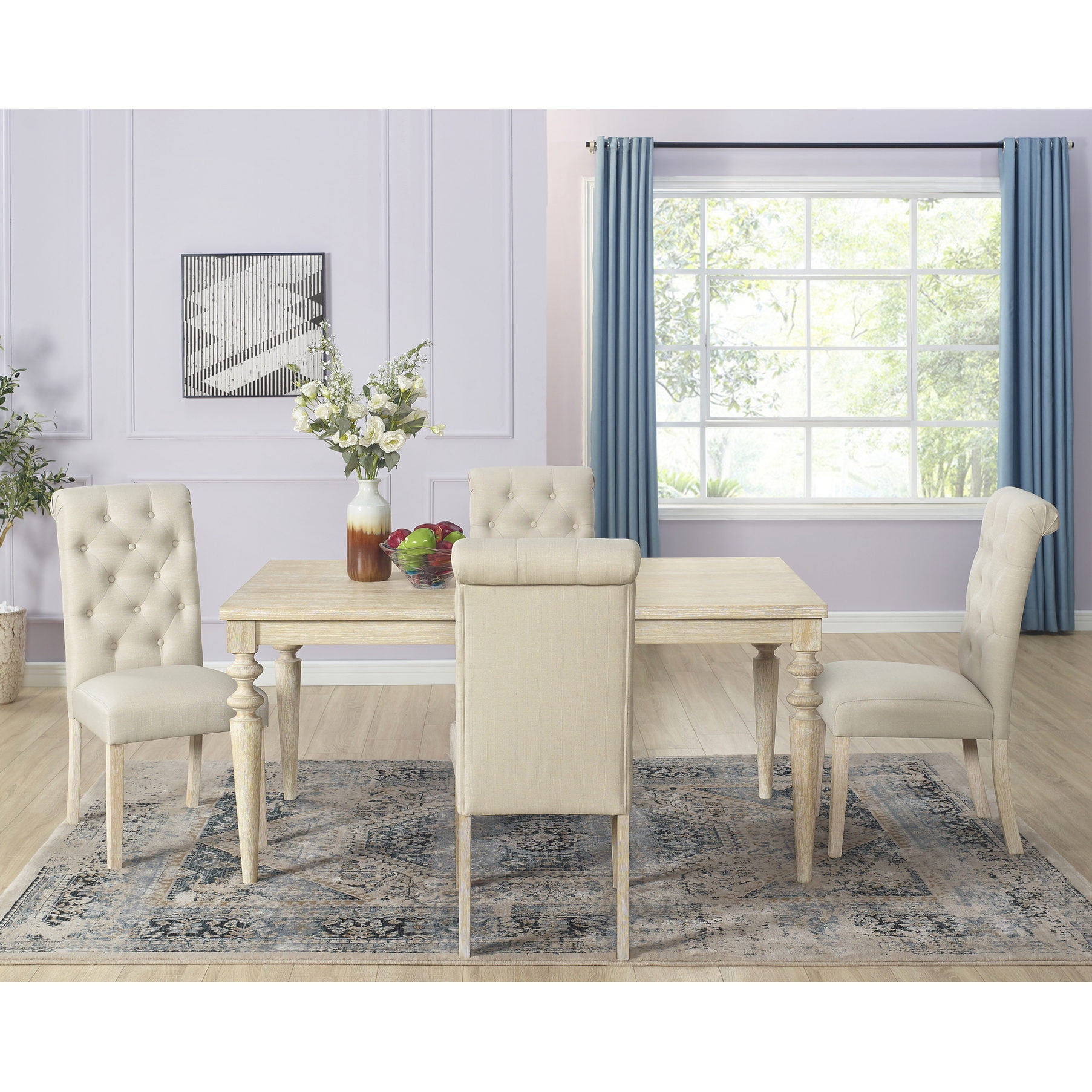 4 chairs included - Natural wood grain texture - Regular dining ...
