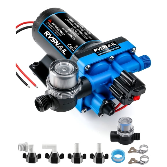 12V RV Water Pump 6.0 GPM 70 PSI 4-Chamber Diaphragm Self-Priming Camper Boats Marine Auto