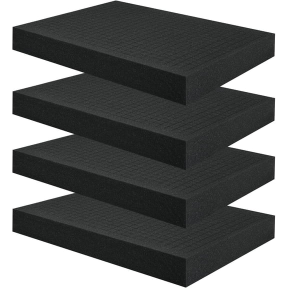 4 count 16 x 12 x 2 Inches Pick and Pluck Inserts For Cases, Toolboxes | Case Black Storage Cushion Polyurethane Sheets for Toolbox,Drawer, Box,Crafts,Camera Storage