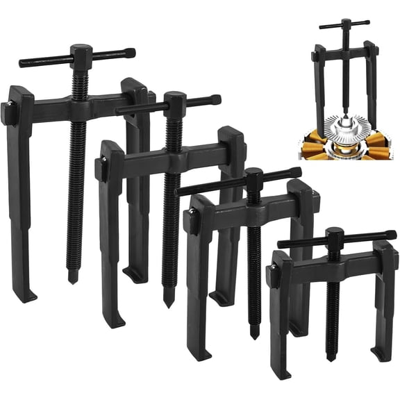 4 count 2 Jaw Gear Puller, 3'' 4'' 6'' 8'' Adjustable Bearing Puller Remover, Hand Remover Tool Pump Pulley Remover for Flywheel, Pulley, Gear, Shaft Removal (3'' 4'' 6'' 8'')