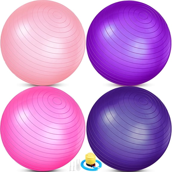 4 count 26 Inch Yoga Exercise Ball Pilates  Birthing Fitness Ball with Quick Pump Anti Burst for Improved Posture, , Yoga, Pilates,
