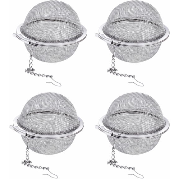 4 count 304 Stainless Steel Infuser for Loose Leaf , Extra-Fine Mesh Strainer Ball, Diffuser with Long Chain for Mug & Teapot, Infusers for & Spices