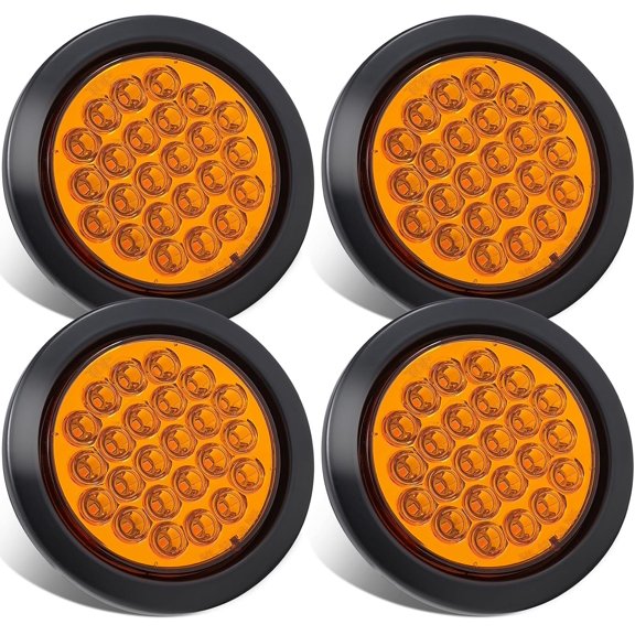 4 count 4 Inch LED Round  Strobe Lights 24 LED  Tail Lights  4" LED Strobe Light Stop Turn Tail Light  Lights for    10-30V