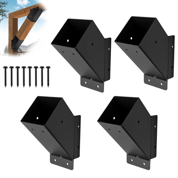 4 count 45?Angle Support Brackets, 4x4 (Actual 3.6''x 3.6'') Angle Support Bracket,Heavy Duty Metal Corner Braces for Pergola, Deck, Railing and Beam Support