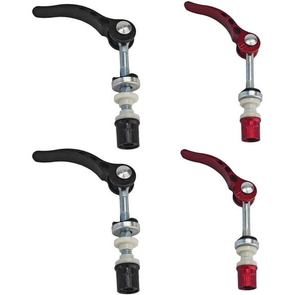 4 count 6mm Seat Quick Release Pin (Black & Red), Alloy Seatpost Clamp Bolt, Binder Skewer for Mountain Road Bikes, Cycling