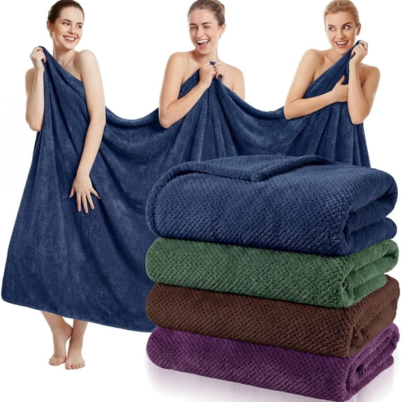 4 count  Bath Towels 40'' x 80''  Bathroom Sheet Towels for Adults Quick Dry Soft Absorbent  Microfiber Shower Sheet for Beach Hotel (Dark Colors)