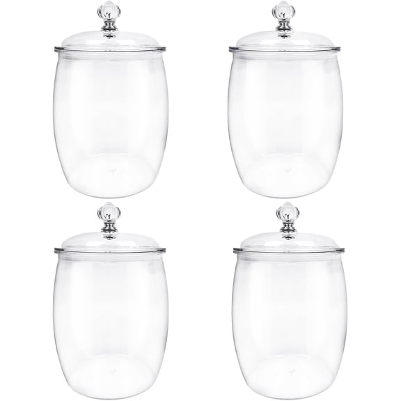 4 count Candy Cookie Jar, 74 oz Clear Plastic Jars with Jars Candy Buffet Storage Containers Airtight Canister Organization for Kitchen Laundry and Party