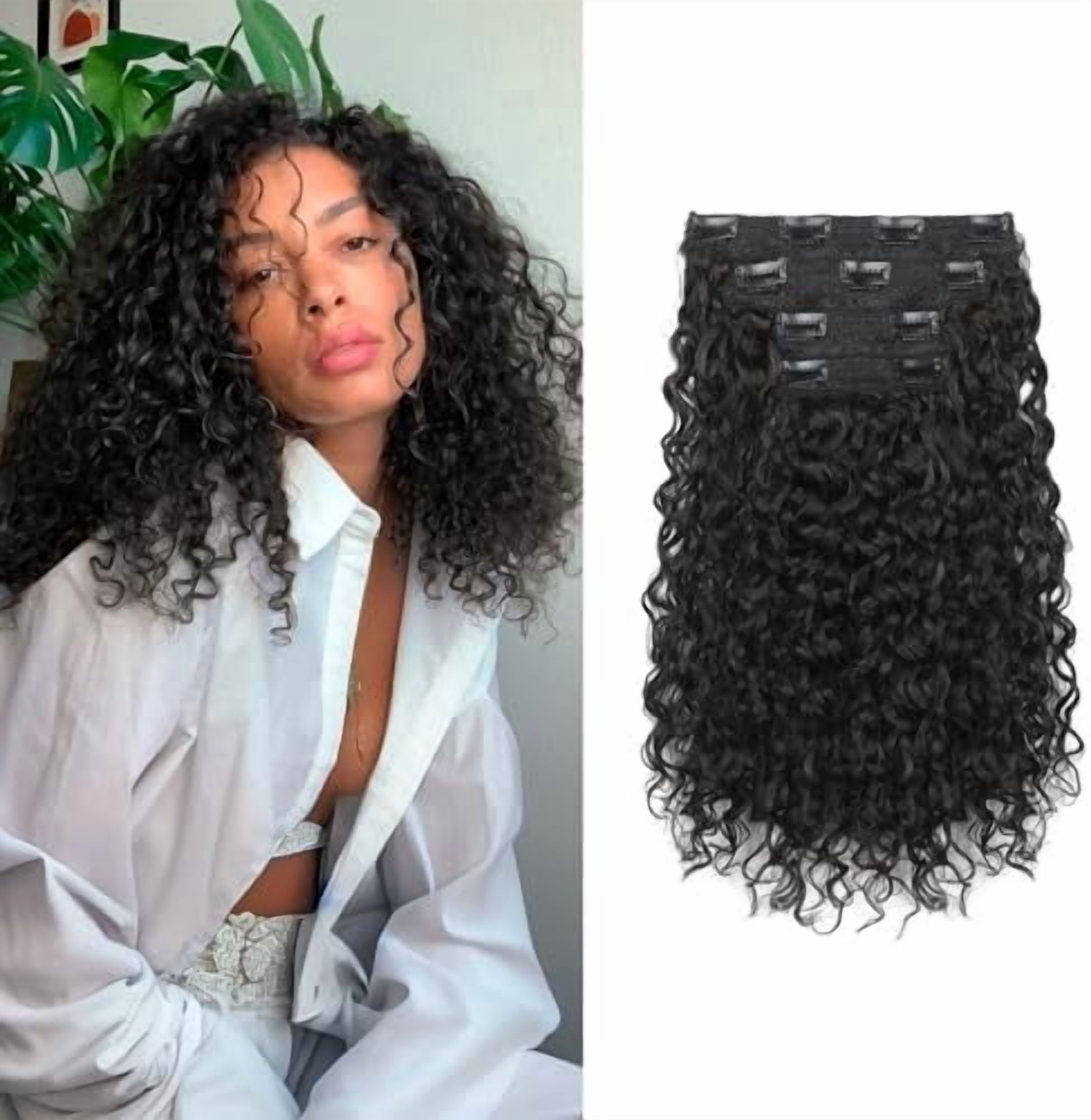 4 count Clip in Hair Extensions, 14 Inch Protein Silk Short Hairpiece ...