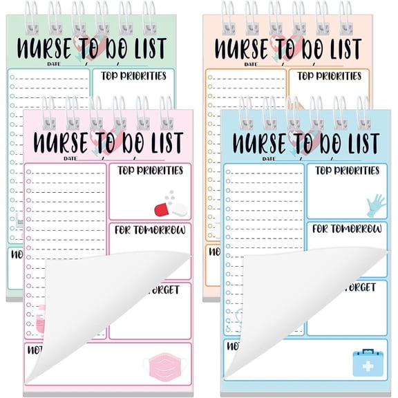 4 count Cna Week Gifts 4 x 6 Inch Nurse Nurse Notepad Spiral Daily Notebook Undated Notepad Planning Pads for Office Supplies
