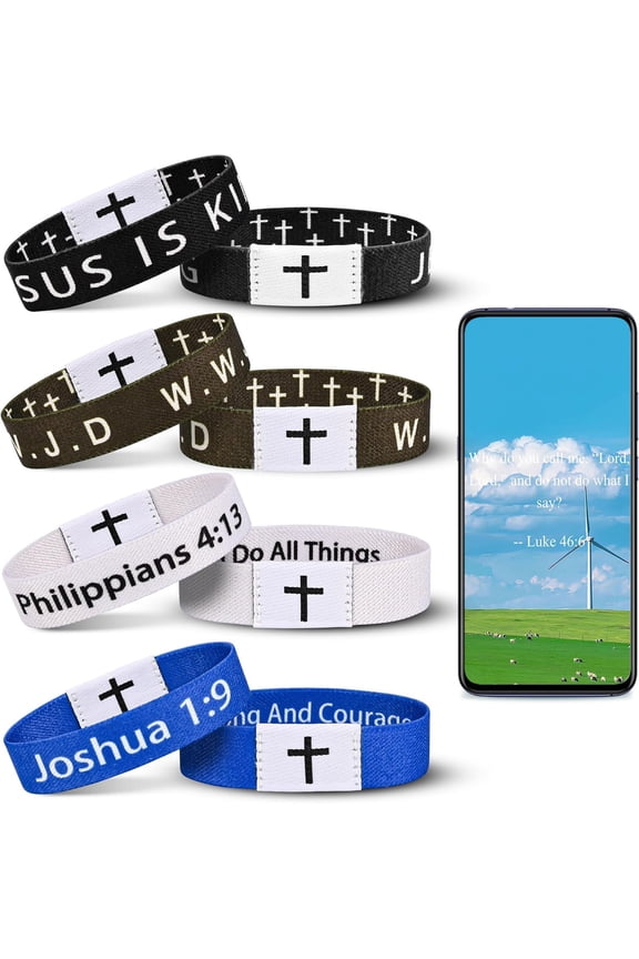 4 count Daily  Verse Bracelet, Christian WWJD  is  Bracelet for Women Men,  Wristband