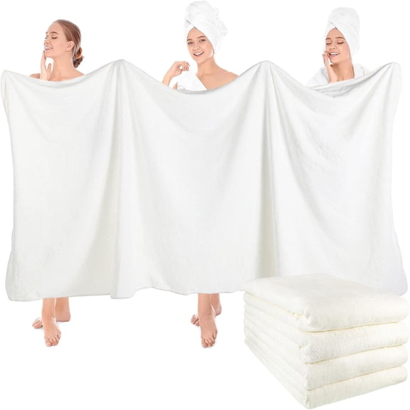 4 count Fleece Bath Towels, 40 x 80 Inch Bath Sheets Microfiber Coral Highly Absorbent Towels 350gsm High Density Towel for Beach ()