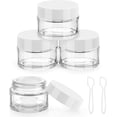 thumbnail image 1 of 4 count Glass  Jars with White , 1 OZ Travel Container Round Glass Jars with Inner Liners & 2 count Spatulas, Makeup Sample Container Storage for DIY Making , Cream, Ointments, 1 of 6