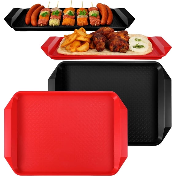 4 count Grilling Prep and Serve Trays, 17x12 Inch BBQ Plastic Nesting ...