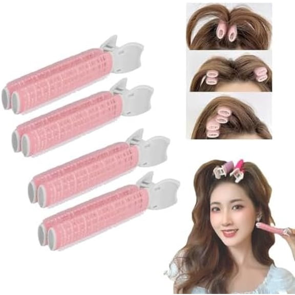 4 count Hair Rollers with Clip for Volumizing Bangs Curls, DIY Hair Styling Accessories Tool and Portable Self Grip Volume Clips, Hair Rollers, Hair Roller for Bangs