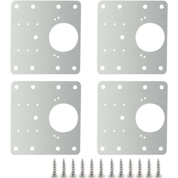 4 count Hinge Repair Plate,Stainless Fix The Hinge Side Plate Repair with Mounting Screws for , Furniture, Shelves, Cabinet