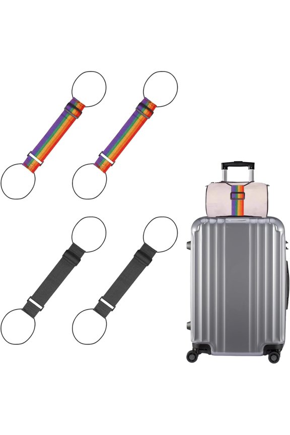 4 count Luggage Straps Suitcase Adjustable Elastic Belt, Add-a-Bag Bungee Travel Accessories for Attaching Purse, Backpack or Extra Bag to Suitcase Handle